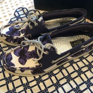 Blue Floral Sperry Top Sider boat shoes